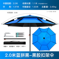 Reinforced Metal Fishing Umbrella with Black Coating